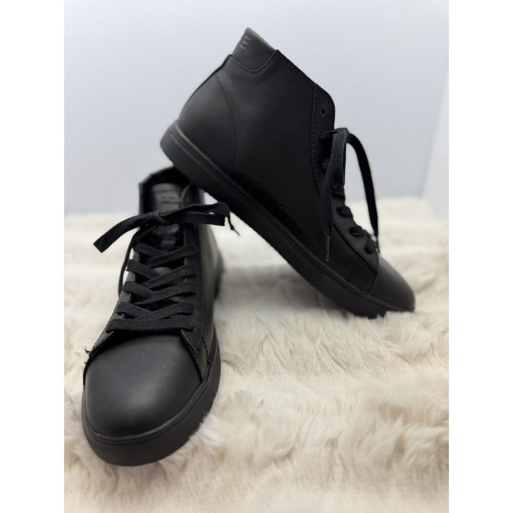 Clae Bradley Welt High Top Sneakers Mens 8 Black Leather Casual Minimalist Shoes